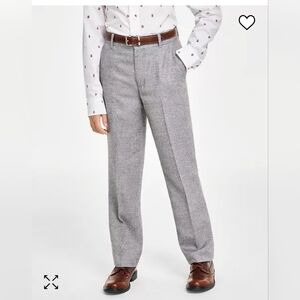 Nwt Tommy Hilfiger Boys Brushed Herringbone Mountain Heather Gray Slacks Pants
